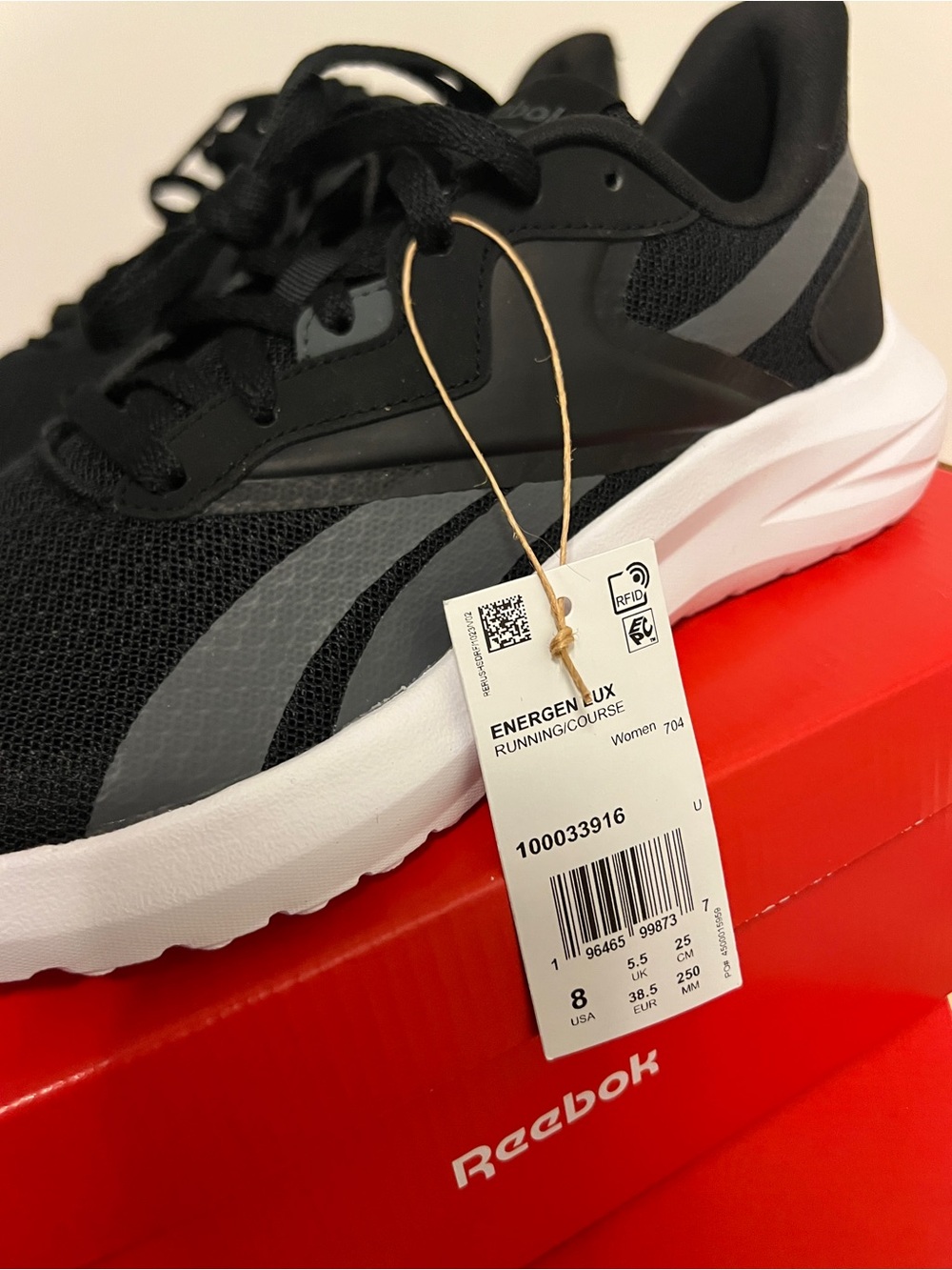 Size 8 Women's Reebok Black and Gray Energen Lux Running Shoes - Picture 2 of 8